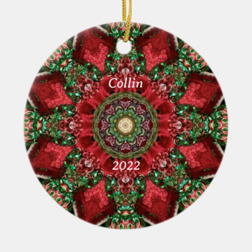 COLLIN  Red and Green Christmas  2022  Ceramic Ornament