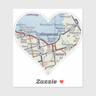 Collingwood Ontario Vintage Map Sticker