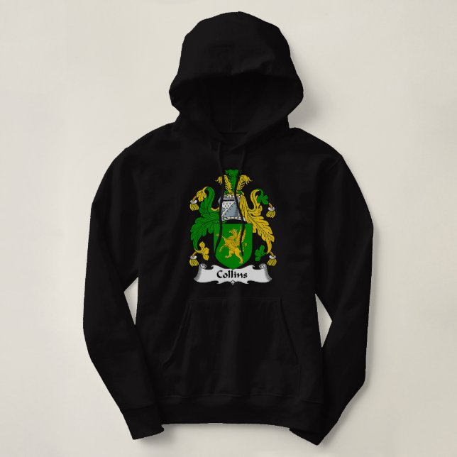 Collins Coat of Arms  Family Crest  Hoodie (Design Front)