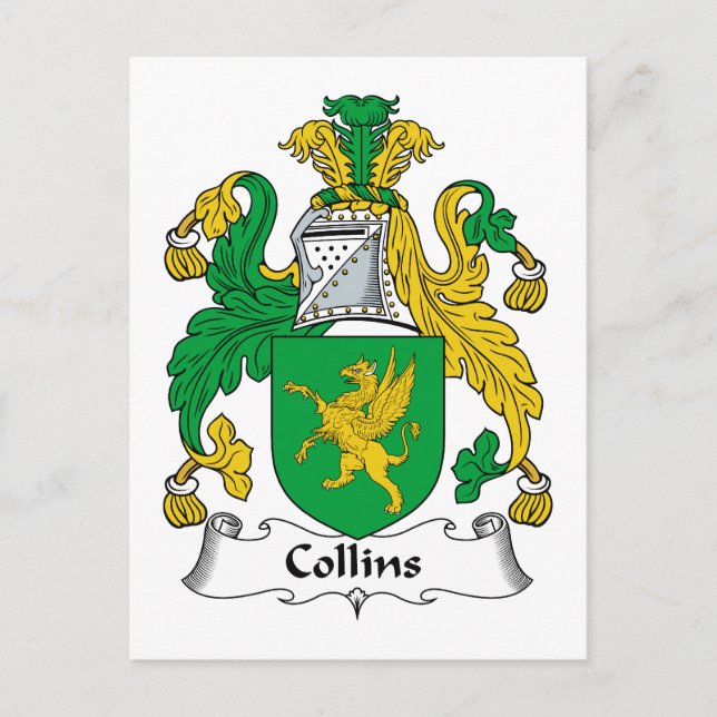 Collins Family Crest Postcard (Front)