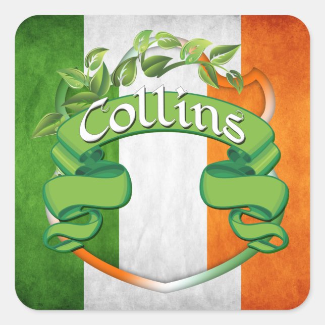 Collins Irish Shield Square Sticker (Front)