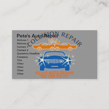 Collision Auto Repair Business Cards by Baysideimages at Zazzle