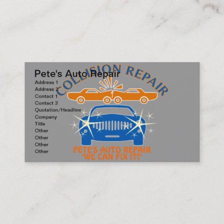 Collision Auto Repair Business Cards