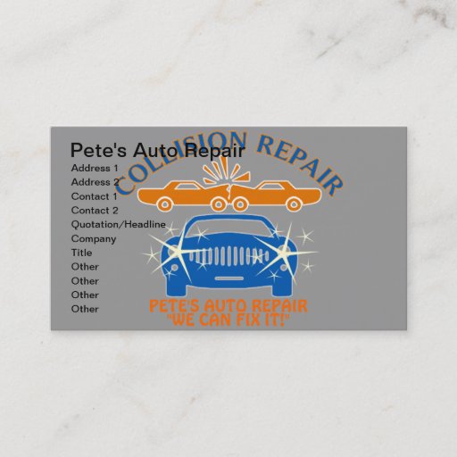 Customizable Collision Auto Repair Business Cards