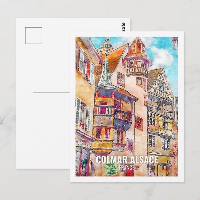 Colmar Alsace France Travel Place Watercolor Postcard (Front/Back)