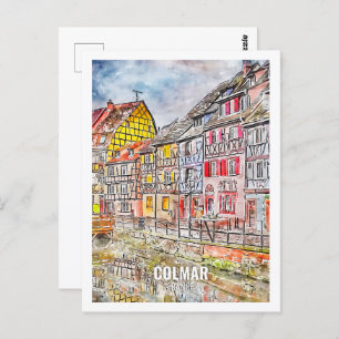 Colmar France Travel Place Watercolor Postcard
