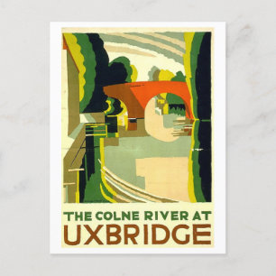 Colne River at Uxbridge Vintage Travel Poster Postcard