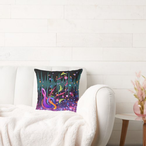 Coloful Abstract Clef Sound Wave Design Throw Pillow