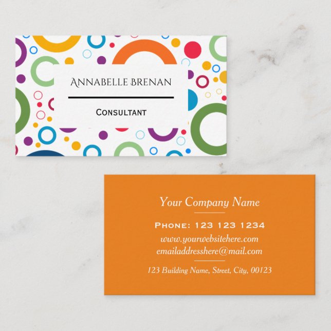Coloful Geometric Circles Pattern Bold Business Card (Front/Back)