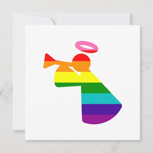 Coloful LGBTQ Pride Rainbow Flag Christmas Angel Holiday Card