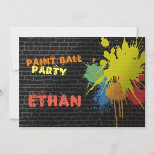 Coloful Paintball Birthday Party Invitation