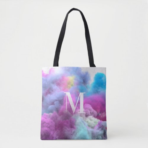 coloful smoke effect monogram tote bag