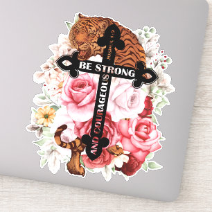 Coloful Tiger Be Strong And Courageous Sticker