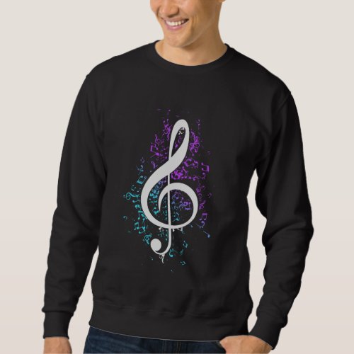 Coloful Treble Clef Musical Notes Art Sweatshirt