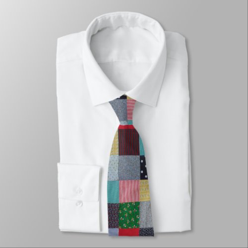 coloful vintage style patchwork tie