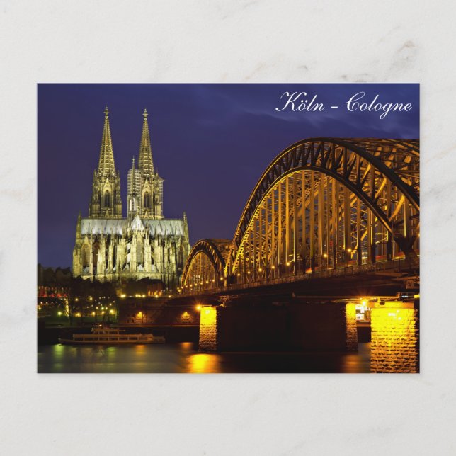 Cologne - Cathedral at twilight postcard (Front)