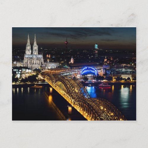 Cologne Cathedral  Hohenzollern Bridge  Germany Holiday Postcard