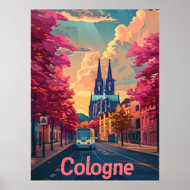Cologne : Cathedral Majesty and Purple Tranquility Poster (Front)