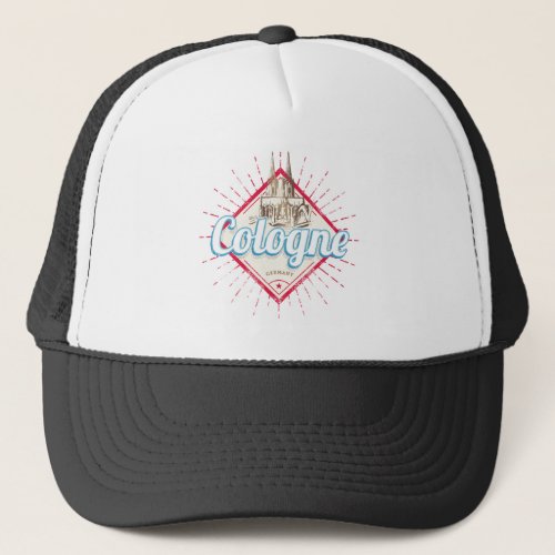 Cologne City Germany Retro Cathedral Vintage Trucker Hat
