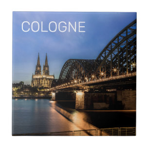 Cologne Cityscape Germany Dom Night Souvenir Ceramic Tile