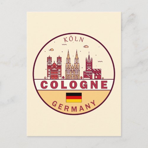 Cologne Germany City Skyline Emblem Postcard
