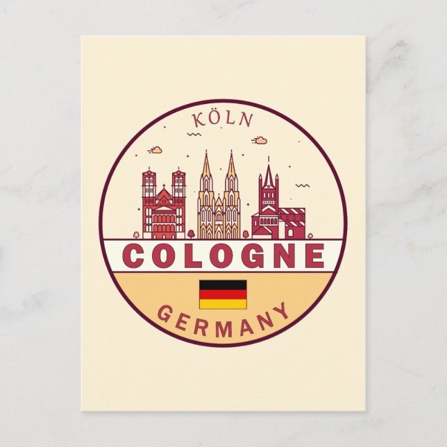 Cologne Germany City Skyline Emblem Postcard (Front)