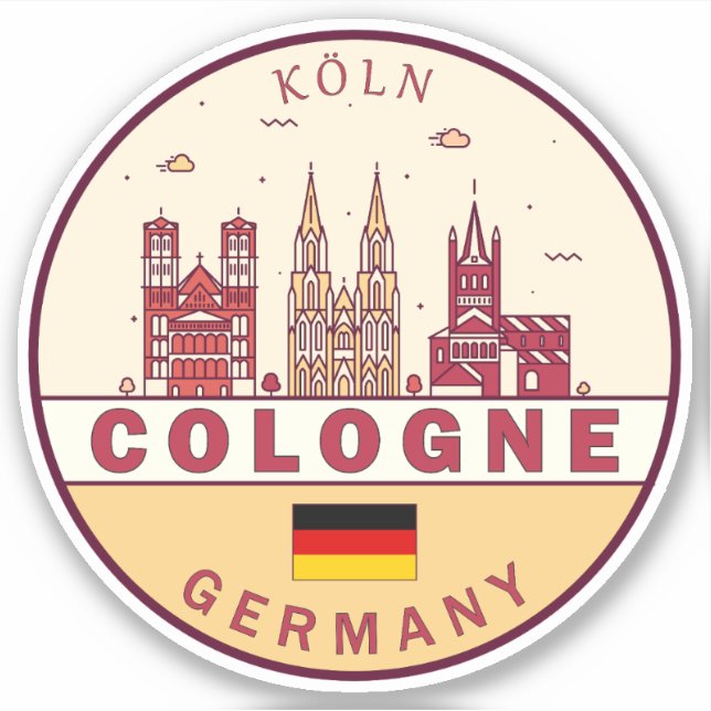 Cologne Germany City Skyline Emblem Sticker (Front)