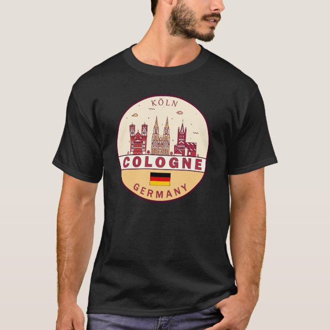 Cologne Germany City Skyline Emblem T-Shirt (Front)
