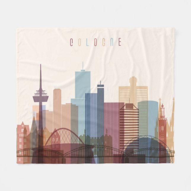 Cologne, Germany | City Skyline Fleece Blanket (Front (Horizontal))
