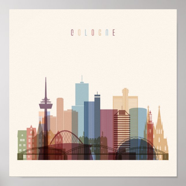 Cologne, Germany | City Skyline Poster (Front)