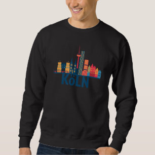 Cologne Germany City Skyline Silhouette Outline Sk Sweatshirt