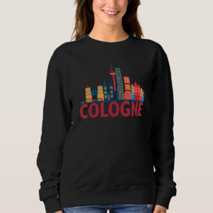 Cologne Germany City Skyline Silhouette Outline Sk Sweatshirt