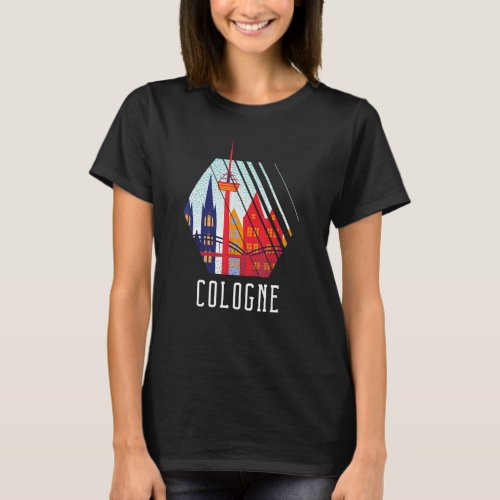 Cologne Germany City Skyline Silhouette Outline Sk T_Shirt