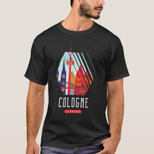 Cologne Germany City Skyline Silhouette Outline Sk T_Shirt
