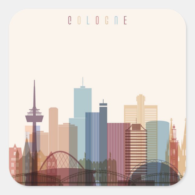Cologne, Germany | City Skyline Square Sticker (Front)