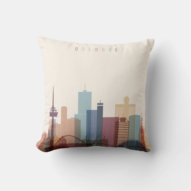 Cologne, Germany | City Skyline Throw Pillow (Front)