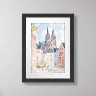 Cologne Germany Gouache Paint Illustration Travel Framed Art