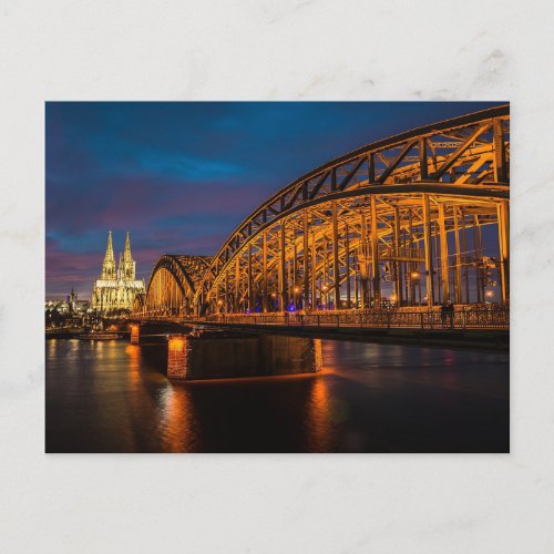 Cologne Germany Hohenzollern Bridge at night Postcard