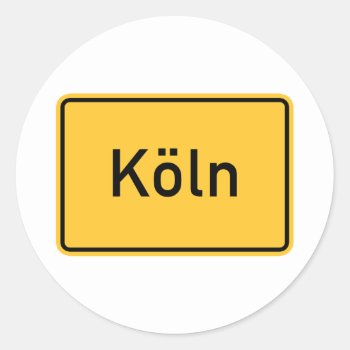 Cologne  Germany Road Sign Classic Round Sticker by worldofsigns at Zazzle