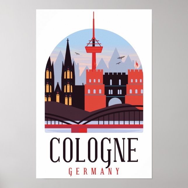 Cologne Germany Vintage Cityscape  Poster (Front)