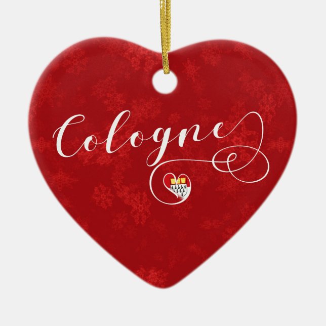 Cologne Heart, Christmas Tree Ornament, Germany Ceramic Ornament (Front)