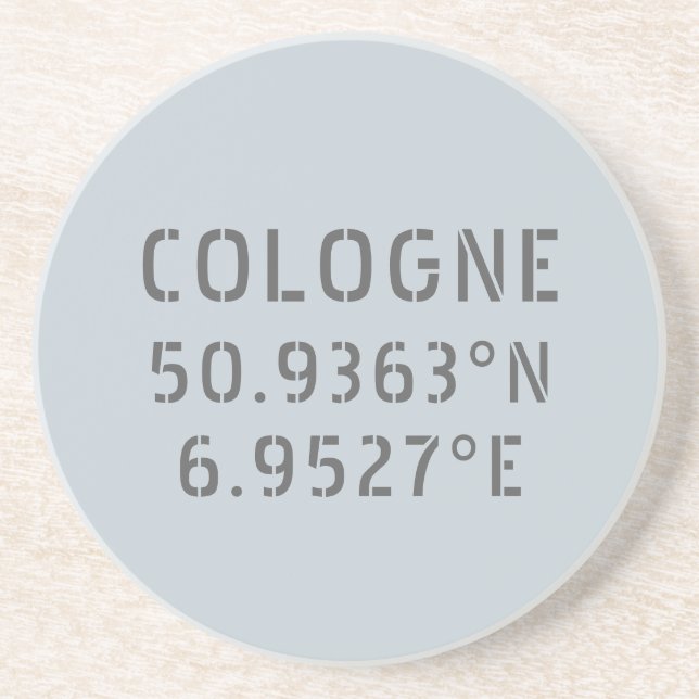 Cologne Latitude Longitude Coordinates  Coaster (Front)