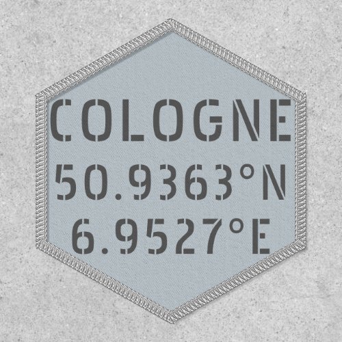 Cologne Latitude Longitude Coordinates Iron On Patch