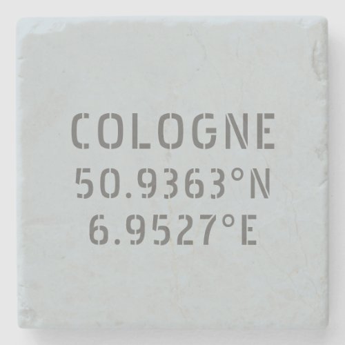Cologne Latitude Longitude Coordinates Stone Coaster