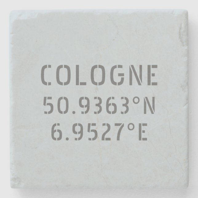 Cologne Latitude Longitude Coordinates Stone Coaster (Front)