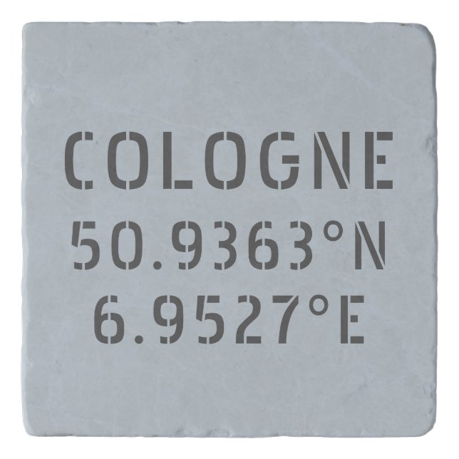Cologne Latitude Longitude Coordinates  Trivet (Front)