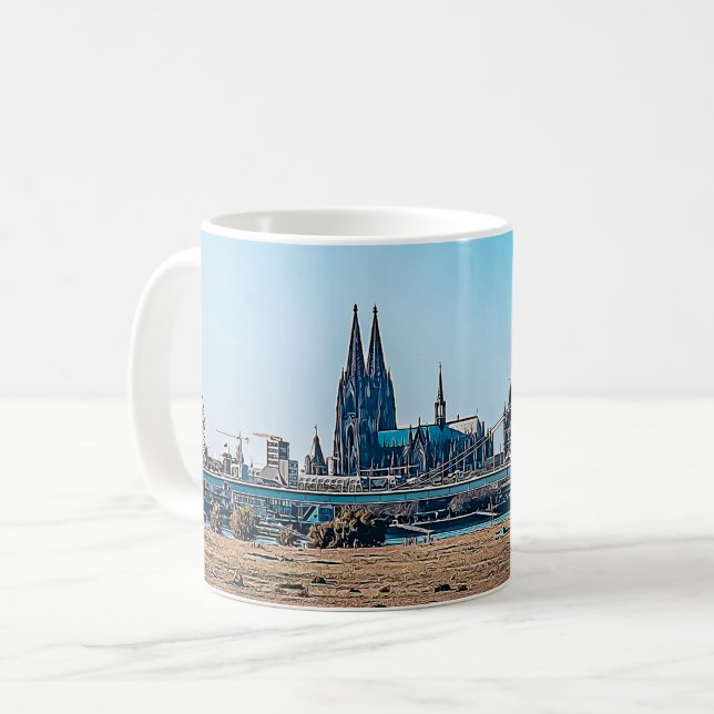 Cologne Panorama with Cologne Cathedral Coffee Mug (Front Left)