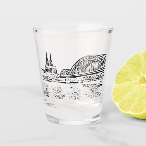 Cologne Panorama with Cologne Cathedral Schnapsgla Shot Glass