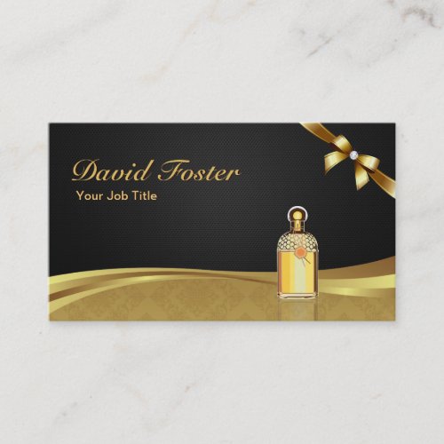 Cologne Perfume Bottle Elegant Black Gold Damask Business Card