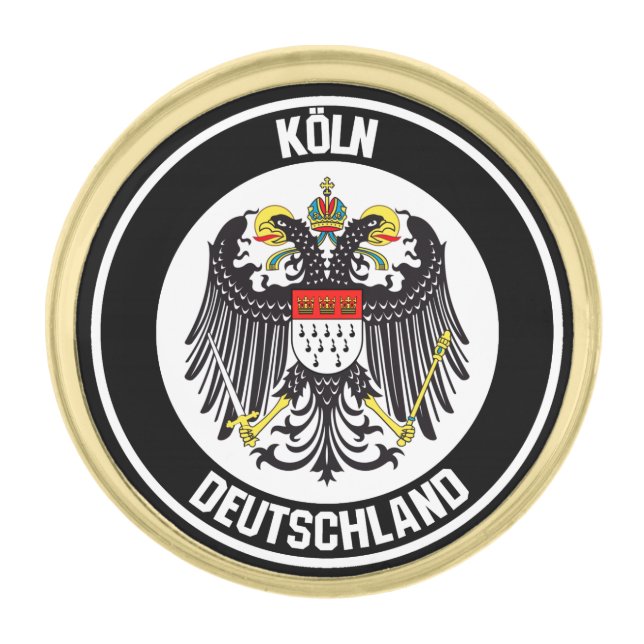Cologne Round Emblem Gold Finish Lapel Pin (Front)
